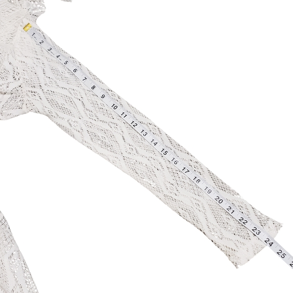 Free People Rock Candy Lace Ruffle Mockneck Sheer Flare Mini Dress Size Small - Picture 13 of 14